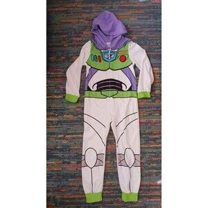 Disney Pixar Toy Story 4 Buzz Lightyear One Piece Zip Fleece Pajamas PJ’s Size 8